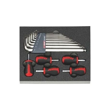 Holex Set of 14 L-keys and Stubby Screwdrivers in Foam 952896 14